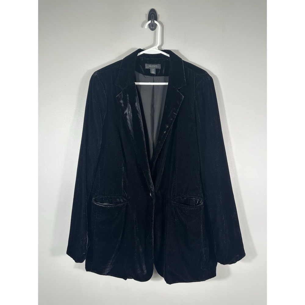 Halogen Nordstrom Blazer Womens 2XL Black Velvet Party Formal Holiday